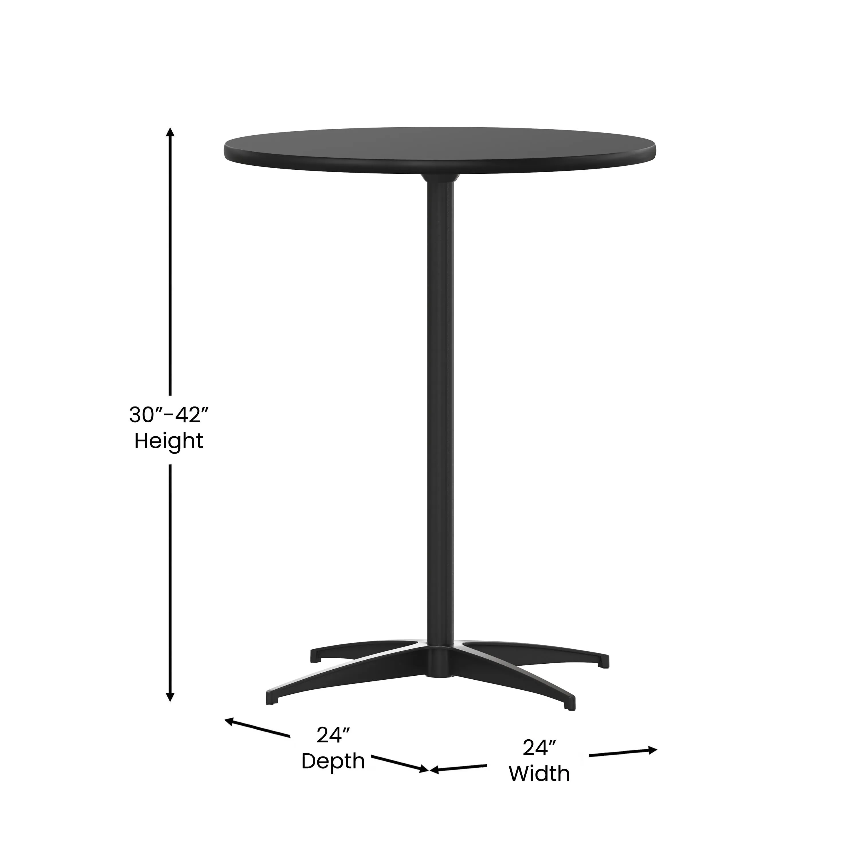 24'' Round Wood Cocktail Table with 30'' and 42'' Columns