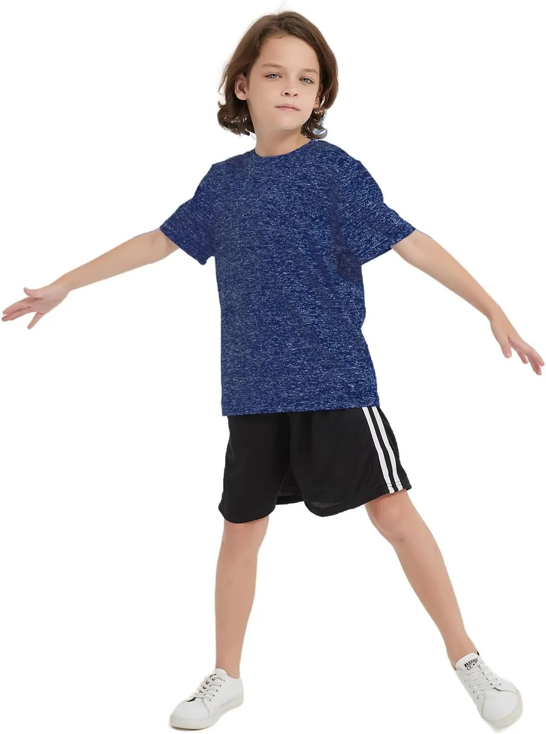 3 Pack Boys Kids Teens T Shirts Quick Dry Short Sleeve Moisture Wicking Tee Shirts Athletic Tops (Age 5-18Y)
