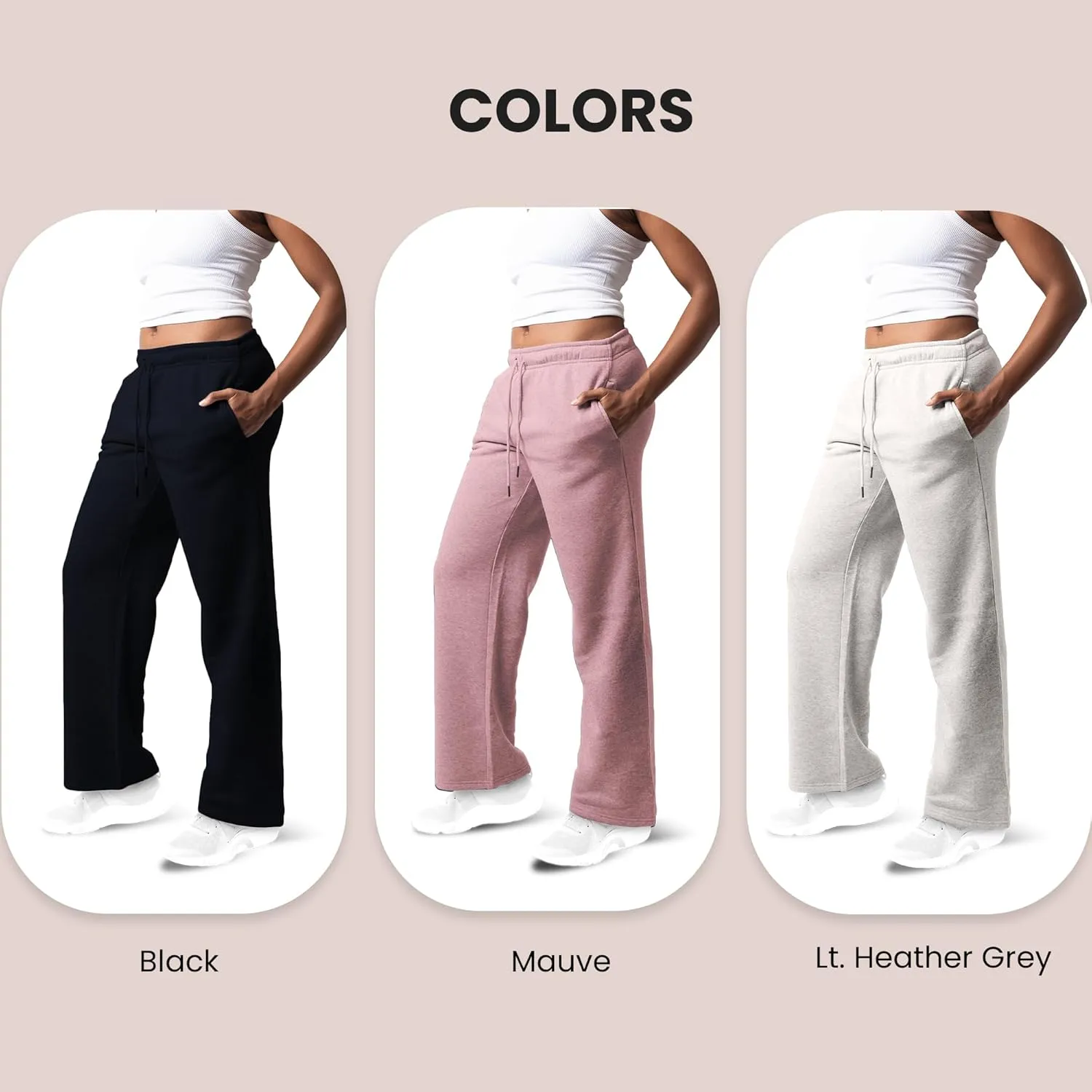 3 Pack Sweatpants Women, Wide Leg Womens Sweatpants, Workout - Yoga Pants (Available in Plus)