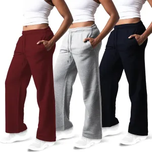 3 Pack Sweatpants Women, Wide Leg Womens Sweatpants, Workout - Yoga Pants (Available in Plus)