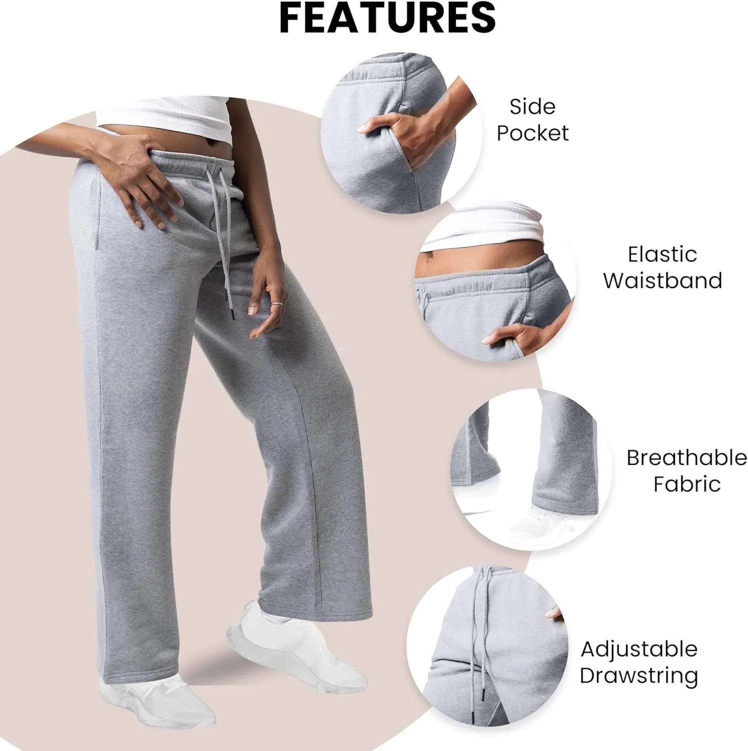 3 Pack Sweatpants Women, Wide Leg Womens Sweatpants, Workout - Yoga Pants (Available in Plus)