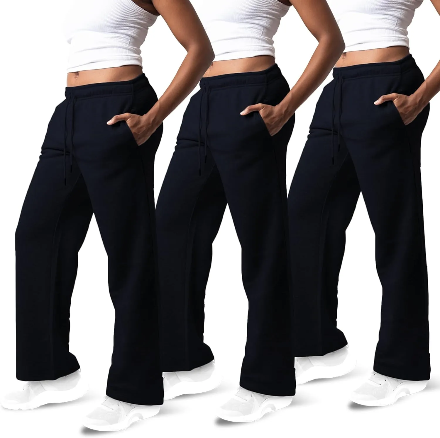 3 Pack Sweatpants Women, Wide Leg Womens Sweatpants, Workout - Yoga Pants (Available in Plus)