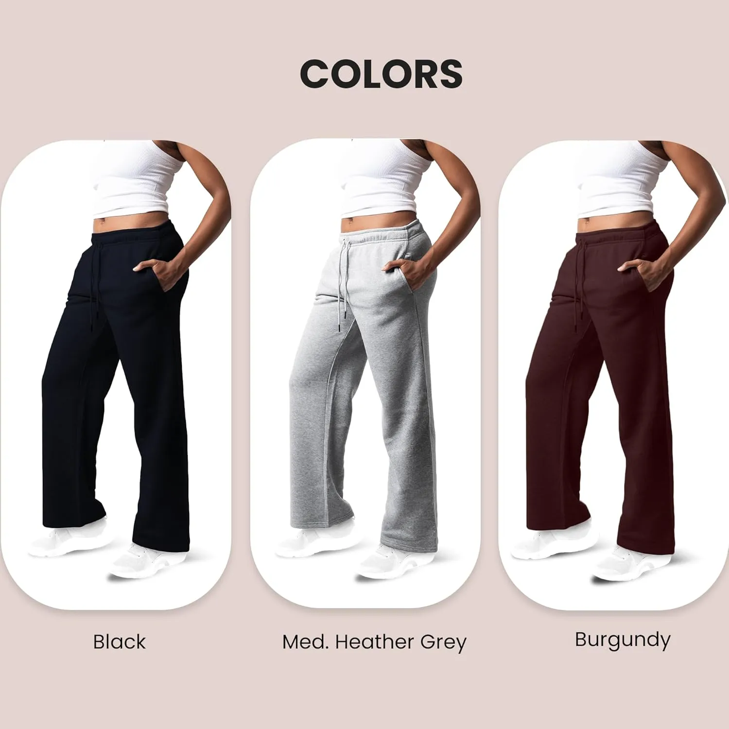 3 Pack Sweatpants Women, Wide Leg Womens Sweatpants, Workout - Yoga Pants (Available in Plus)