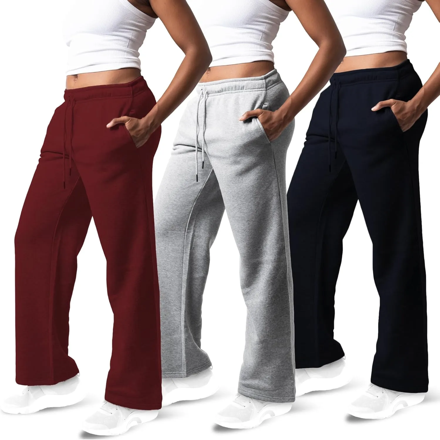 3 Pack Sweatpants Women, Wide Leg Womens Sweatpants, Workout - Yoga Pants (Available in Plus)
