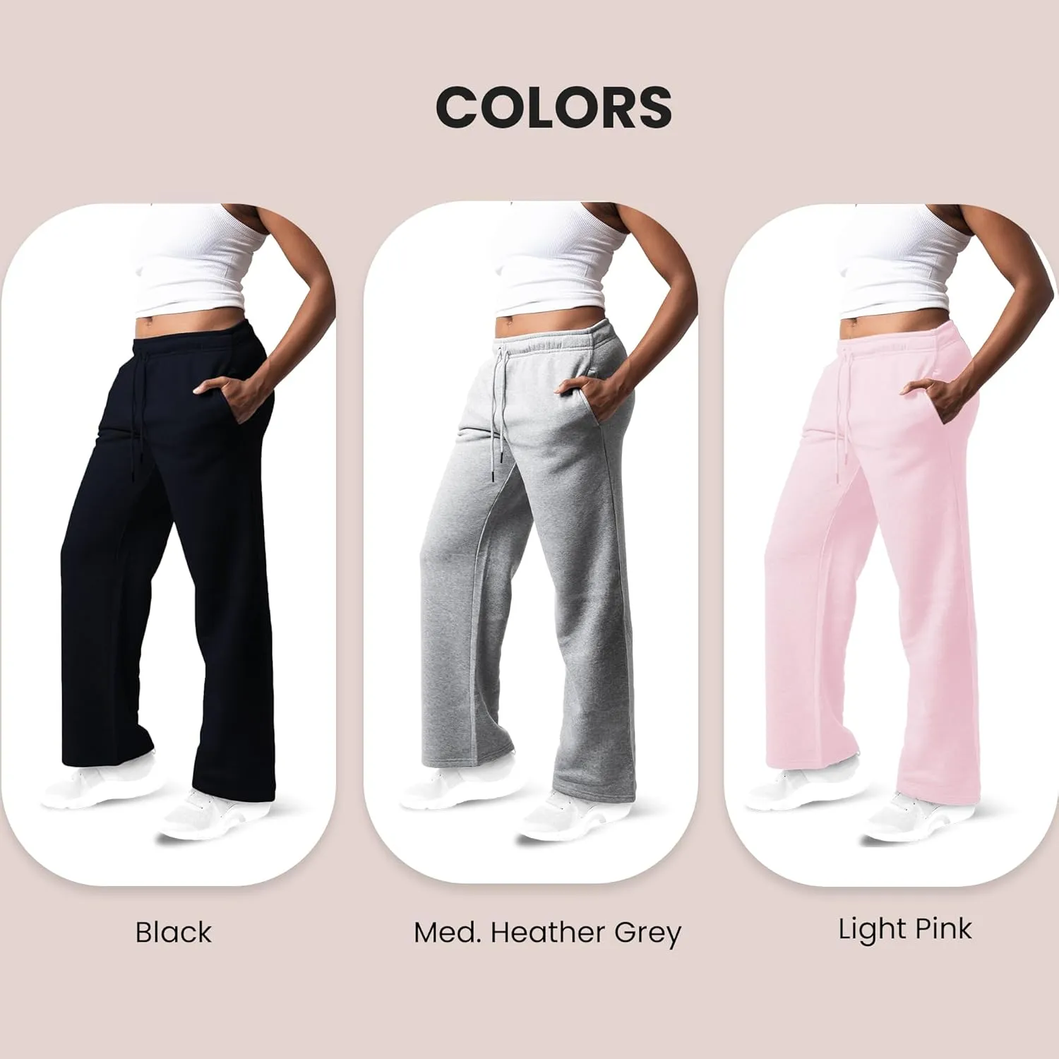 3 Pack Sweatpants Women, Wide Leg Womens Sweatpants, Workout - Yoga Pants (Available in Plus)