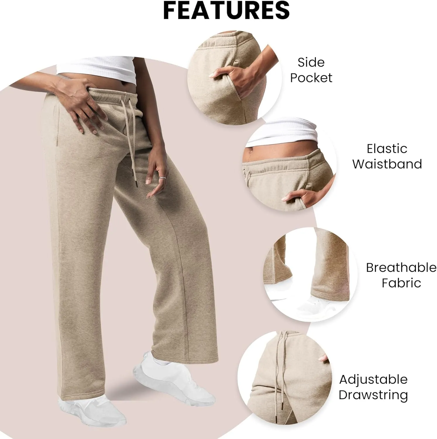 3 Pack Sweatpants Women, Wide Leg Womens Sweatpants, Workout - Yoga Pants (Available in Plus)