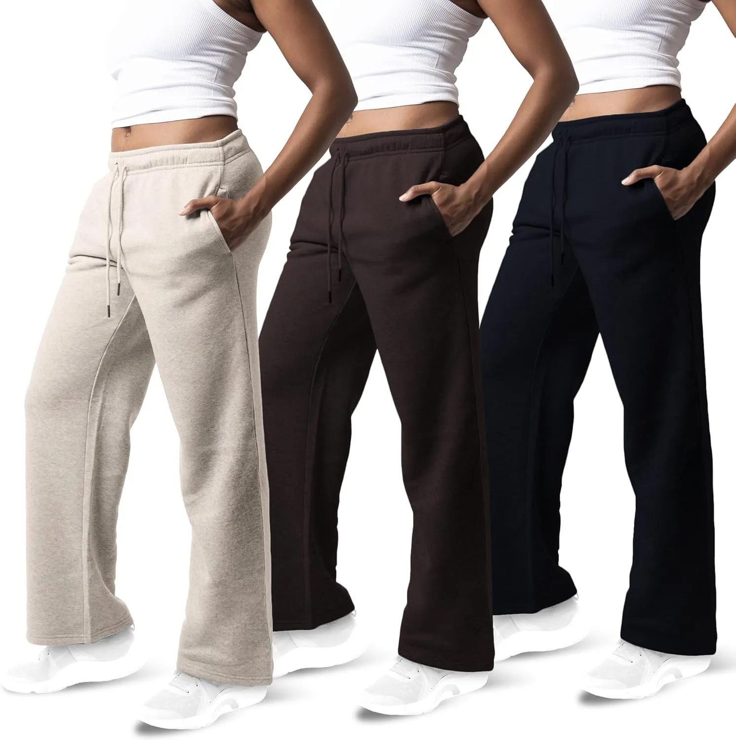 3 Pack Sweatpants Women, Wide Leg Womens Sweatpants, Workout - Yoga Pants (Available in Plus)