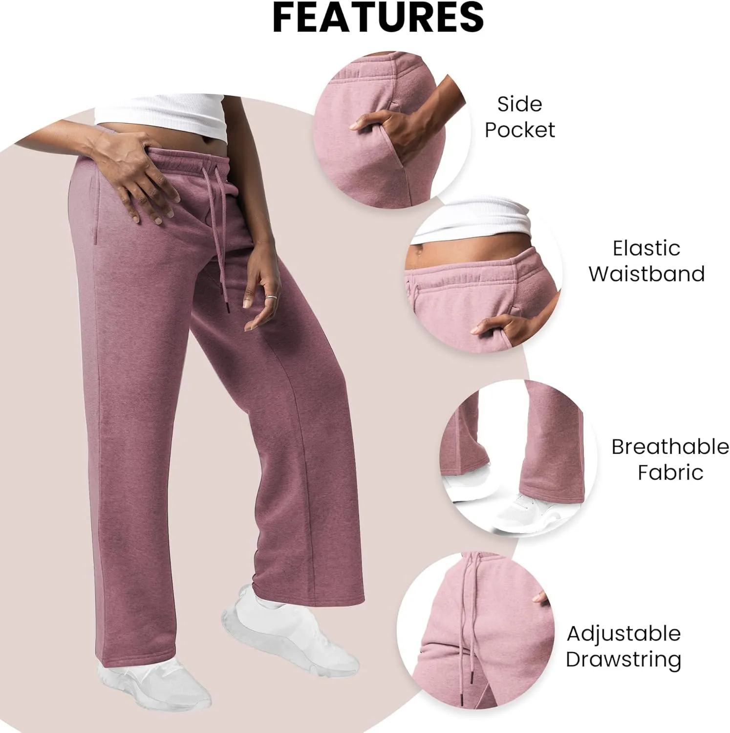 3 Pack Sweatpants Women, Wide Leg Womens Sweatpants, Workout - Yoga Pants (Available in Plus)