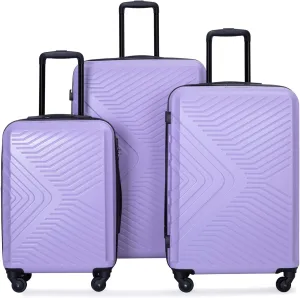 3 Piece Lightweight Luggage Set for Comfortable Travel, Stylish Hard-Shell Suitcases with Spinner Wheels, Light Purple (20/24/28 inches)