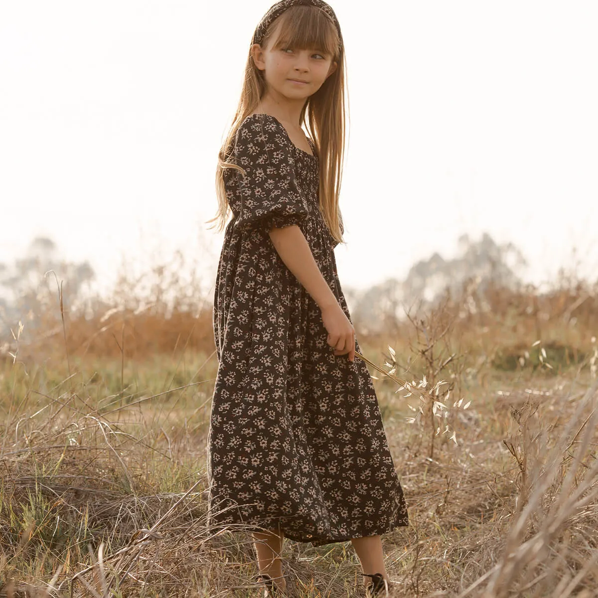 Adelaide Dress in Dark Floral by Rylee & Cru