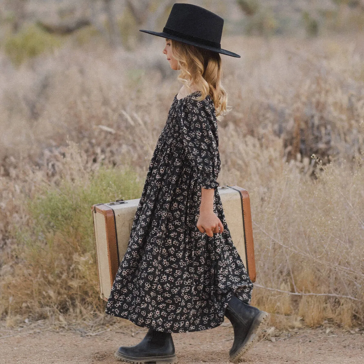 Adelaide Dress in Dark Floral by Rylee & Cru