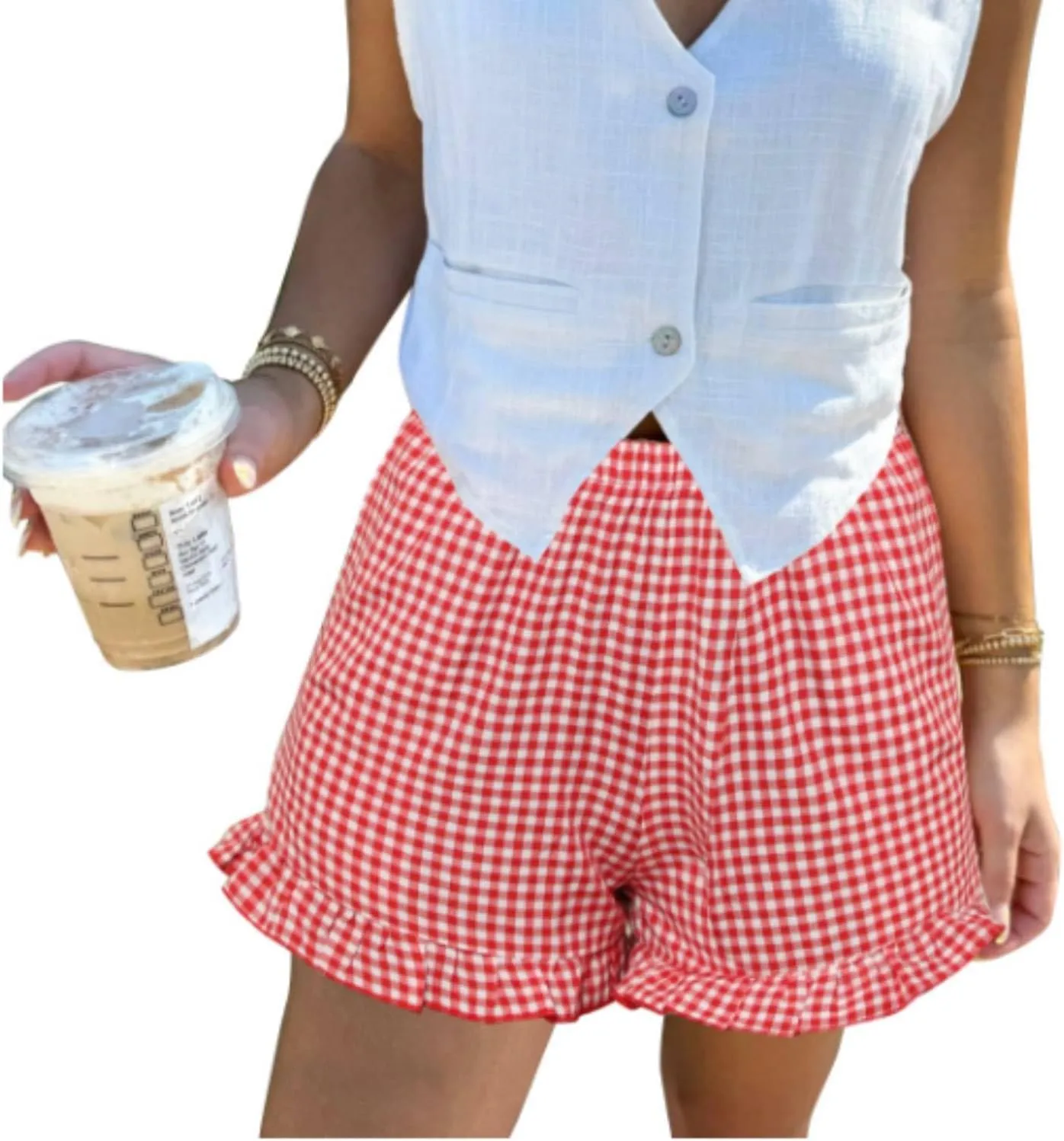 Aoulaydo Boxer Shorts for Women Pajama Gingham Shorts Casual Lounge Sleep Plaid Y2K Beach Bottoms for 2025 Summer