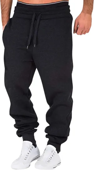 Big and Tall Sweatpants for Men Men's Heavyweight Fleece Cargo Sweatpants Elastic Waist Drawstring Athletic Trousers
