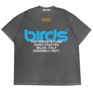 Birds "Multicolor" Cement Industrial Oversized S/S T-Shirt
