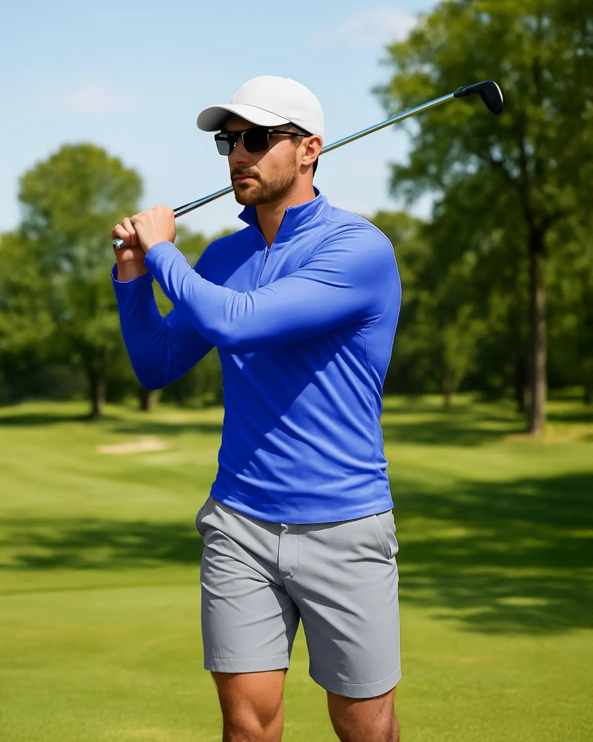Boladeci Men's UPF 50  Sun Shirts 1/4 Zip Long Sleeve SPF UV Protection Lightweight Quick Dry Quarter Zip Golf Shirts