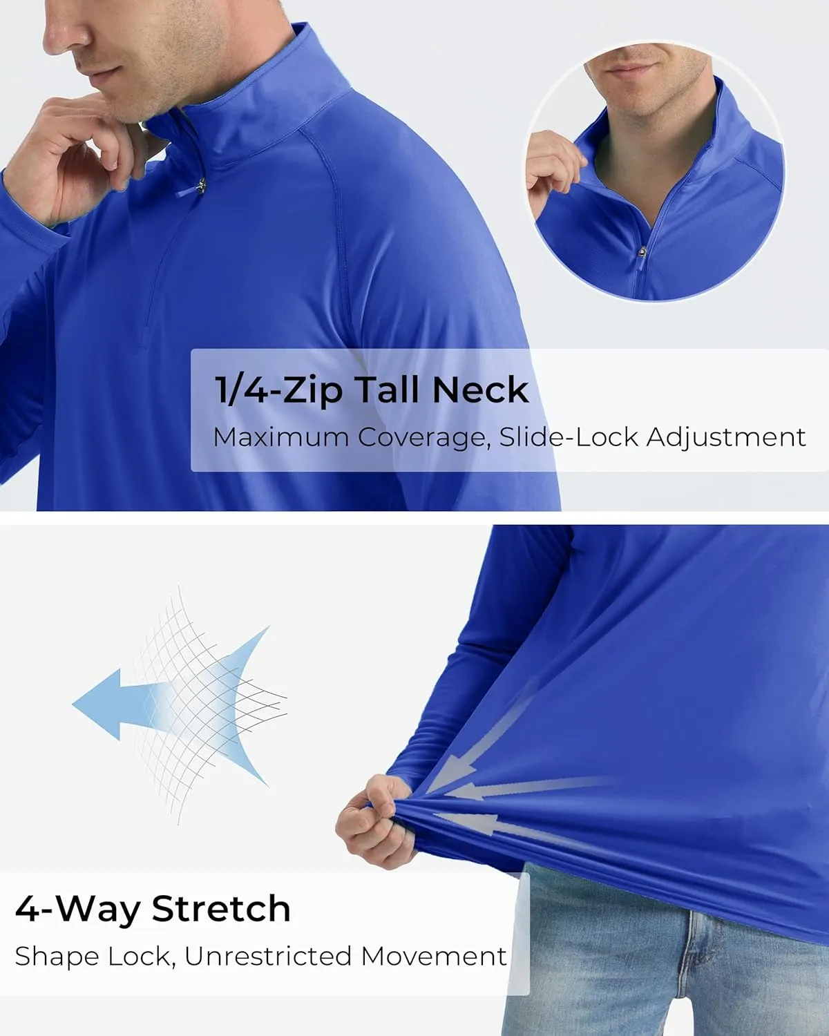 Boladeci Men's UPF 50  Sun Shirts 1/4 Zip Long Sleeve SPF UV Protection Lightweight Quick Dry Quarter Zip Golf Shirts
