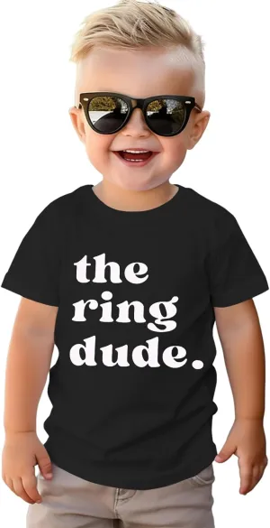 BOUTIKOME The Ring Dude Shirt Toddler Baby Boys Ring Bearer T-Shirt Wedding Tees Bridal Party Short Sleeve Top Summer Clothes
