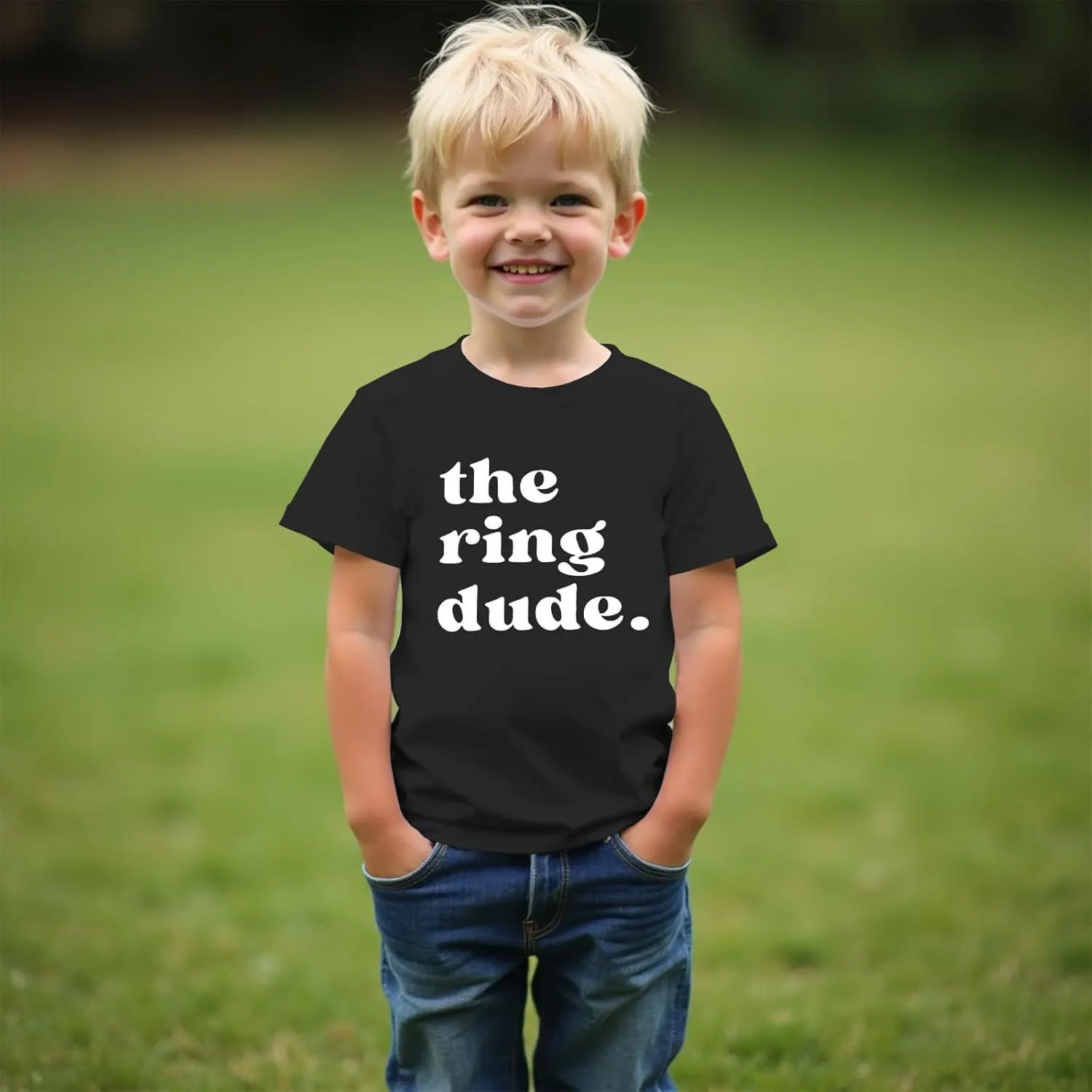 BOUTIKOME The Ring Dude Shirt Toddler Baby Boys Ring Bearer T-Shirt Wedding Tees Bridal Party Short Sleeve Top Summer Clothes