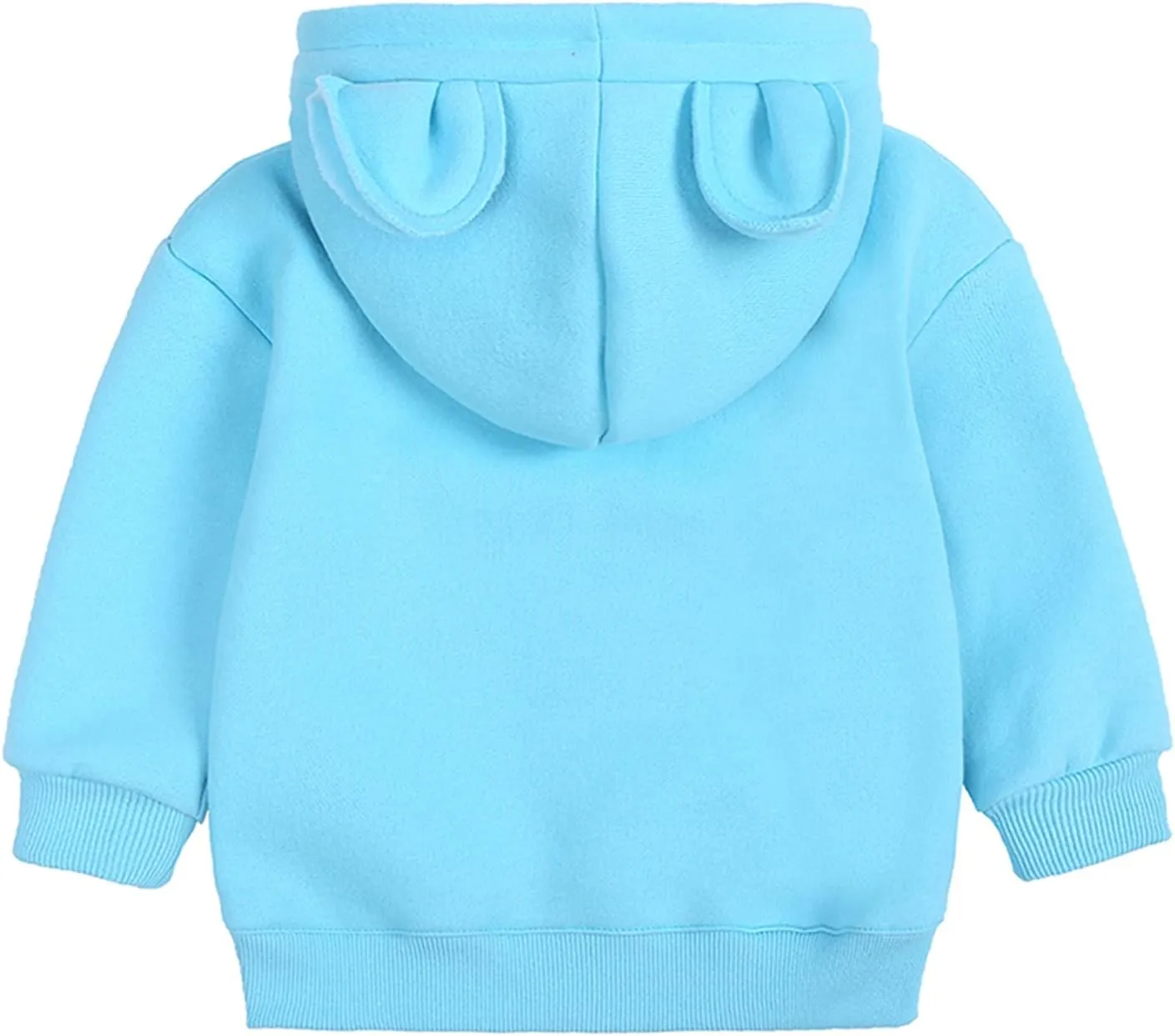 Boys Girls Bear Ears Shape Fleece Warm Hoodies Pullover Toddler Baby Solid Hooded Sweatshirt Cute Fall Clothes