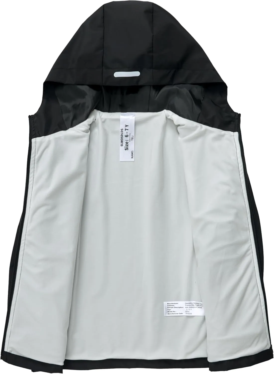 Boys Girls Waterproof Rain Jacket Lightweight soft lining Kids Windbreaker Hooded Coat Easy to Fold