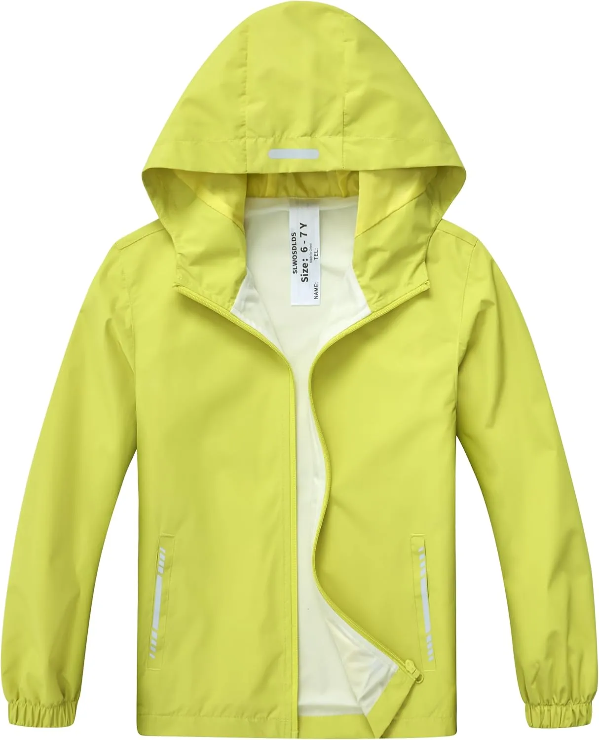 Boys Girls Waterproof Rain Jacket Lightweight soft lining Kids Windbreaker Hooded Coat Easy to Fold