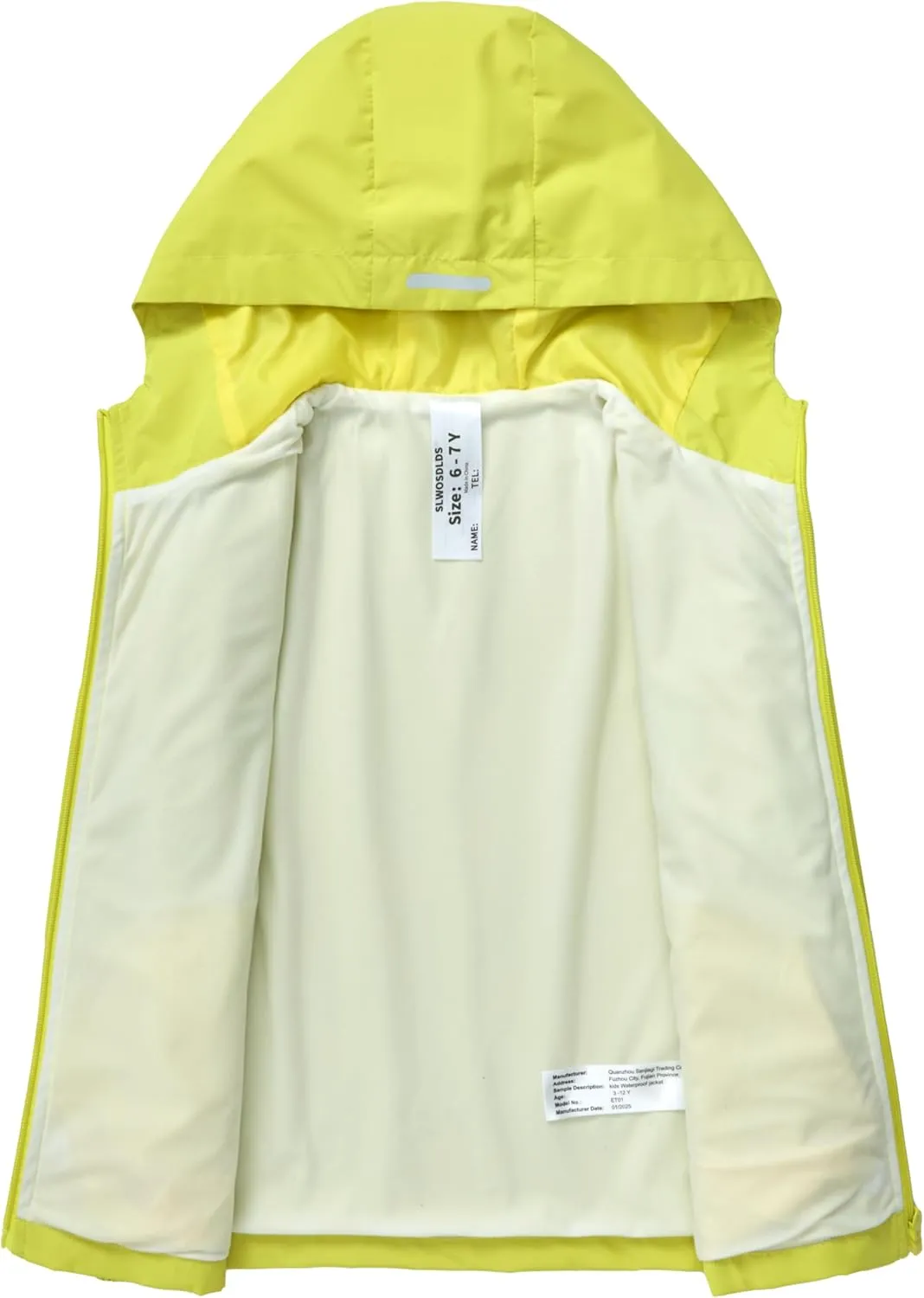 Boys Girls Waterproof Rain Jacket Lightweight soft lining Kids Windbreaker Hooded Coat Easy to Fold