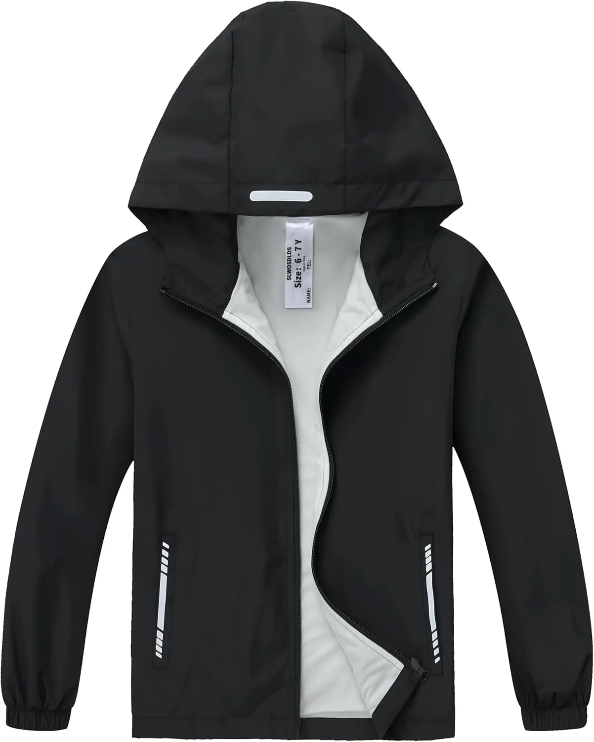 Boys Girls Waterproof Rain Jacket Lightweight soft lining Kids Windbreaker Hooded Coat Easy to Fold