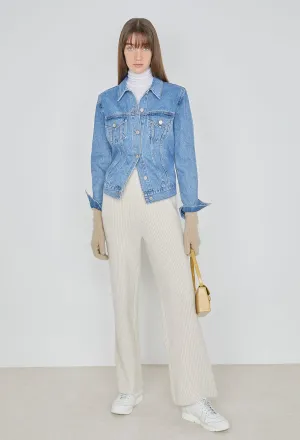 Bulky Knitted Pants In Cream Beige