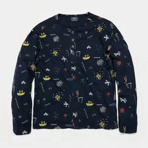BZEN M.3068-CALEB RELAX FIT 4 BUTTON HENLEY-E0 NAVY