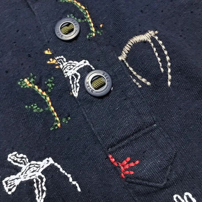BZEN M.3068-CALEB RELAX FIT 4 BUTTON HENLEY-E0 NAVY