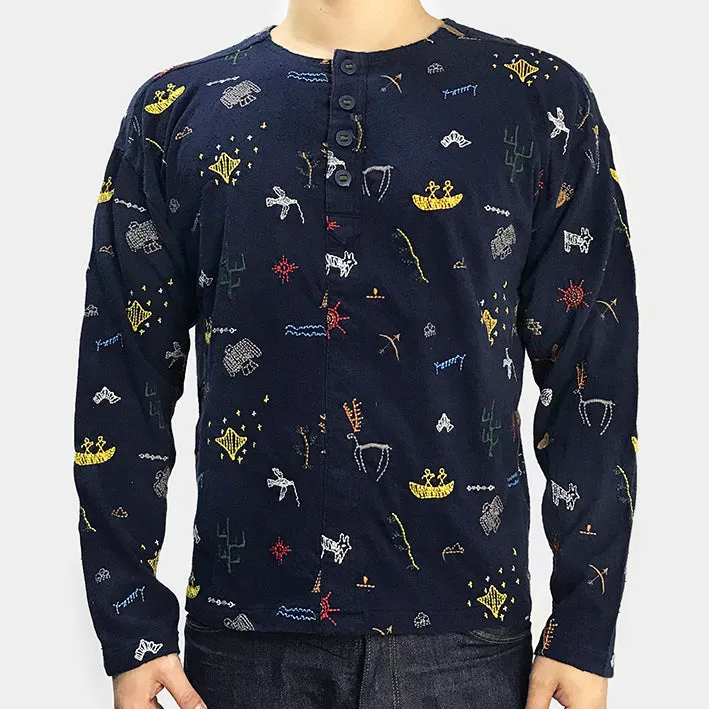 BZEN M.3068-CALEB RELAX FIT 4 BUTTON HENLEY-E0 NAVY