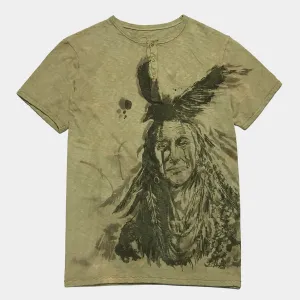 BZEN M.3080-BUSTER 3H REGULAR FIT SHORT SLEEVE HENLEY SLUB TEE-RAVEN-E0 MOSS GREEN