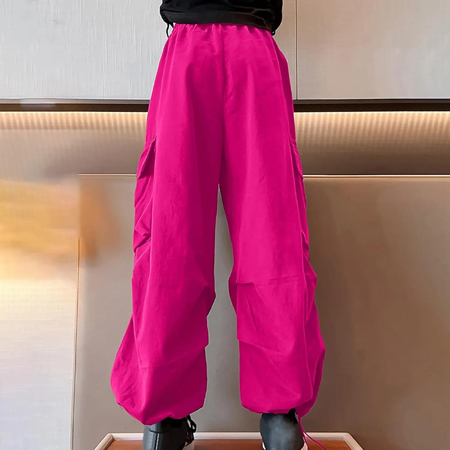 Cargo Pants for Girls Casual High Waisted Drawstring Loose Fit Pants Aesthetic Clothing Teen Girls Jogger Pants 3-14T