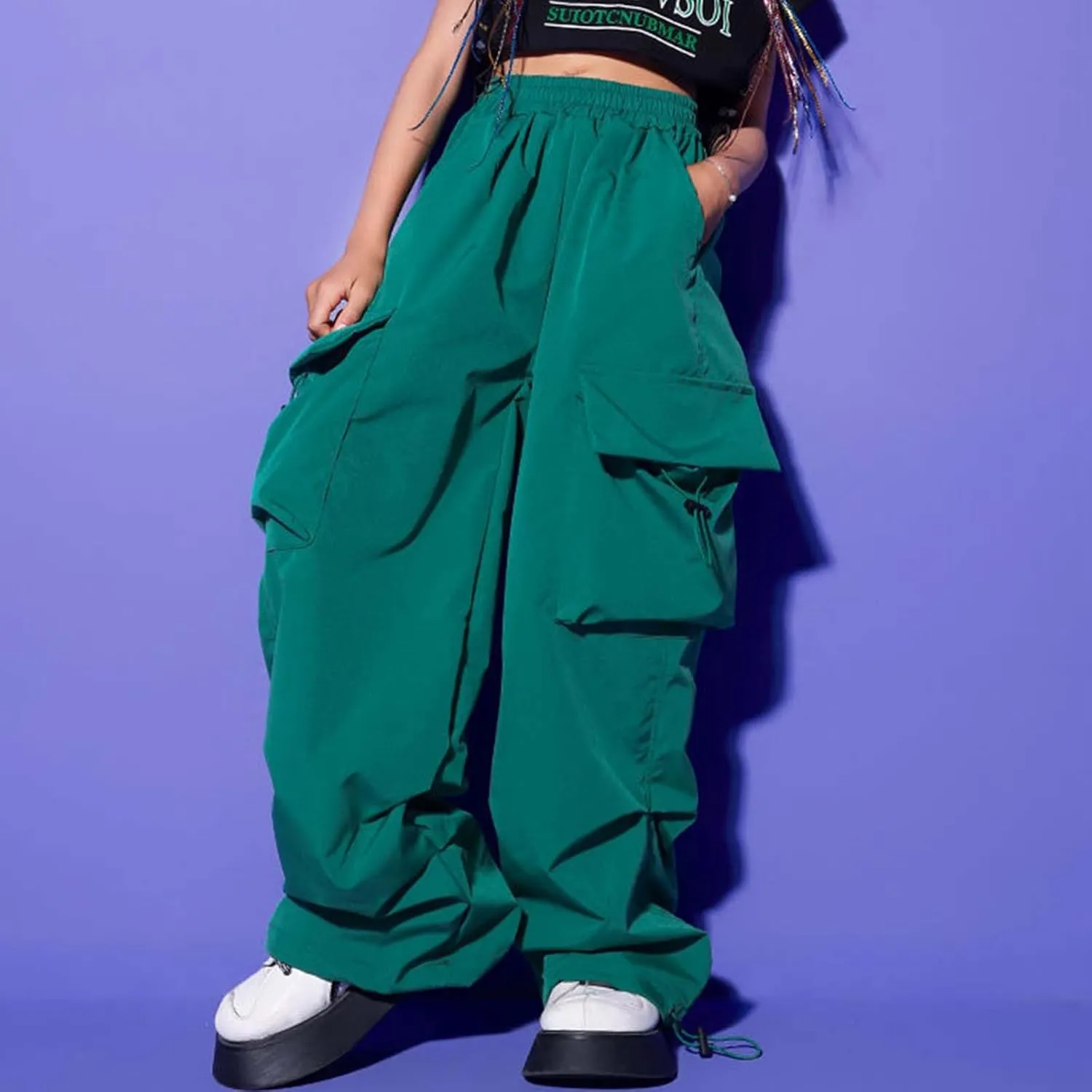 Cargo Pants for Girls Casual High Waisted Drawstring Loose Fit Pants Aesthetic Clothing Teen Girls Jogger Pants 3-14T