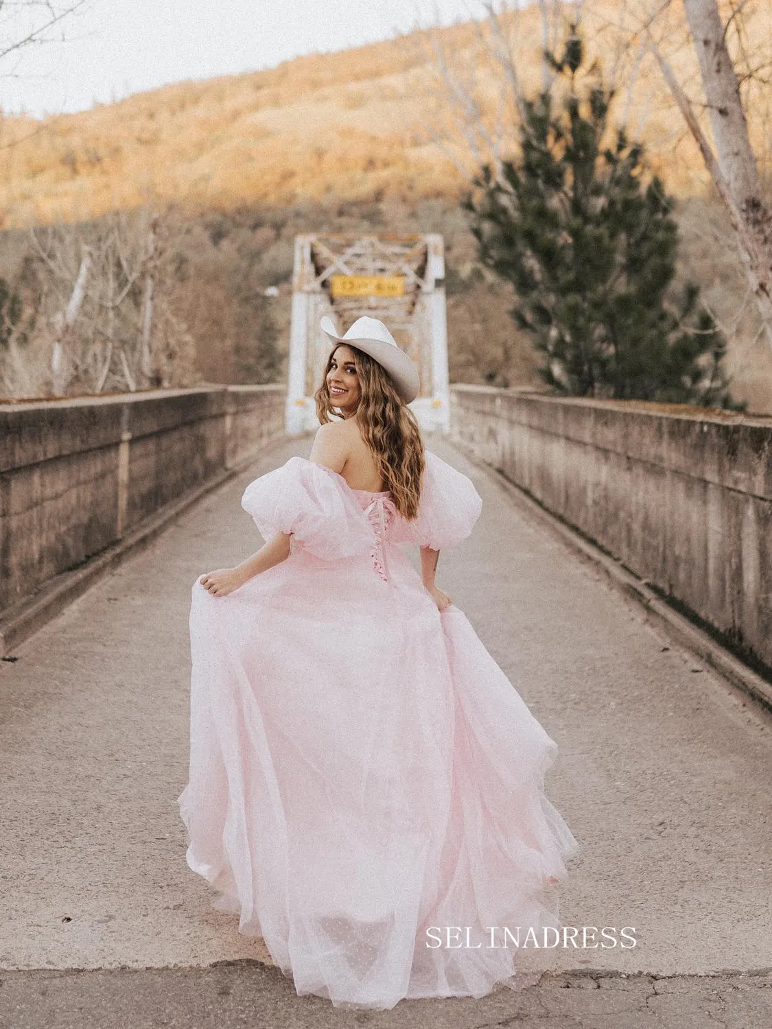 Chic A-line Sweetheart Puff Sleeve Long Prom Dresses Formal Dress JKSS506