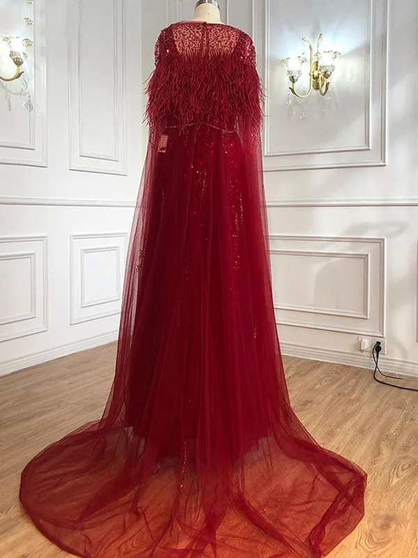Chic A-line V neck Long Sleeve Beaded Evening Dress Elegant Long Prom Dresses sew03371