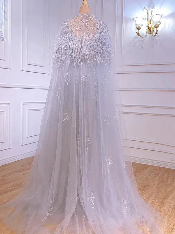 Chic A-line V neck Long Sleeve Beaded Evening Dress Elegant Long Prom Dresses sew03371