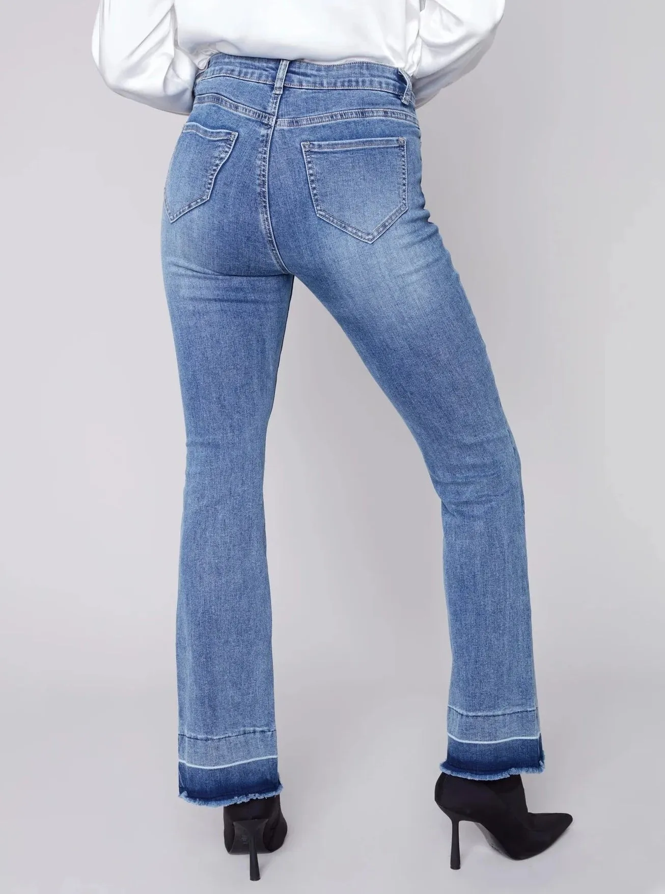 Contrast Cuff Flare Pant [Medium Blue-C5368]
