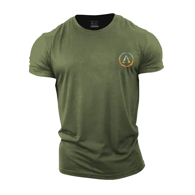 Cotton Colorful Spartan Shield Graphic Men's T-shirts