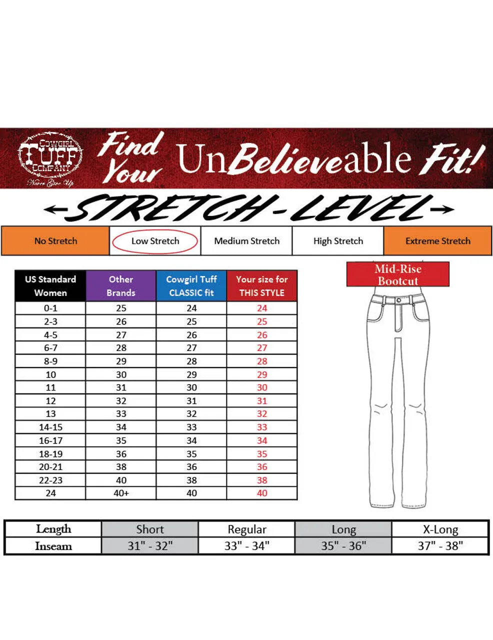 Cowgirl Tuff Conqueror Mid Rise Jean - Conqueror