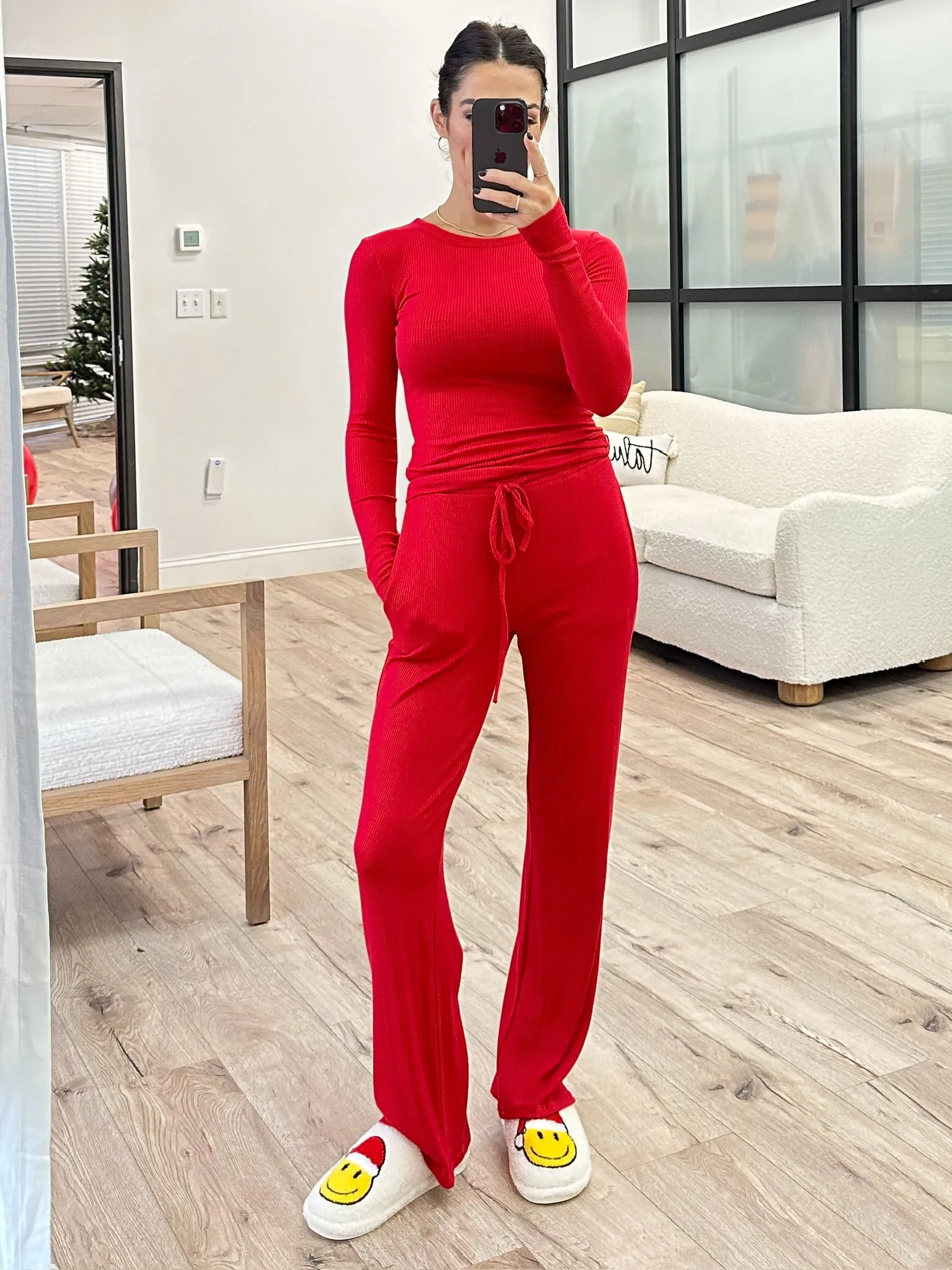 Downtime Ribbed Lounge Pants | Cherry |  Plus Available | FINAL SALE