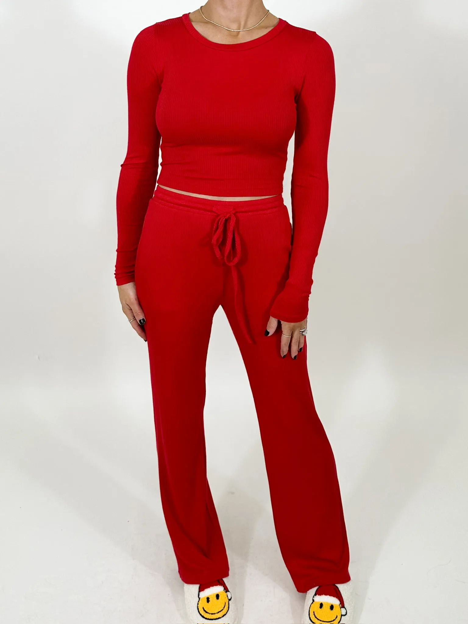 Downtime Ribbed Lounge Pants | Cherry |  Plus Available | FINAL SALE