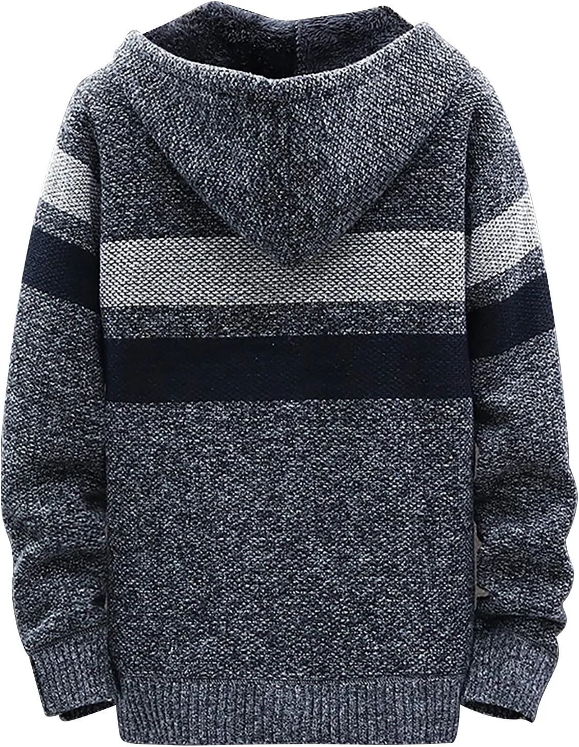 DuDubaby Fleece Lined Hoodie for Men Fall and Winter Casual Sweater Jacket Warm Knit Sweater Hooded Hoodie