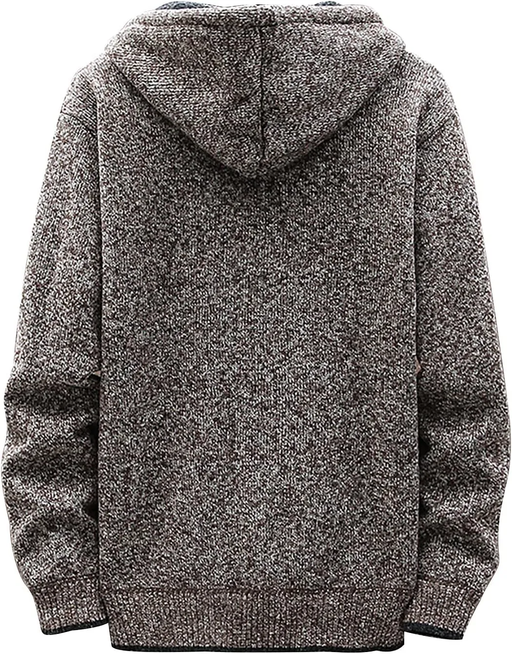 DuDubaby Fleece Lined Hoodie for Men Fall and Winter Casual Sweater Jacket Warm Knit Sweater Hooded Hoodie