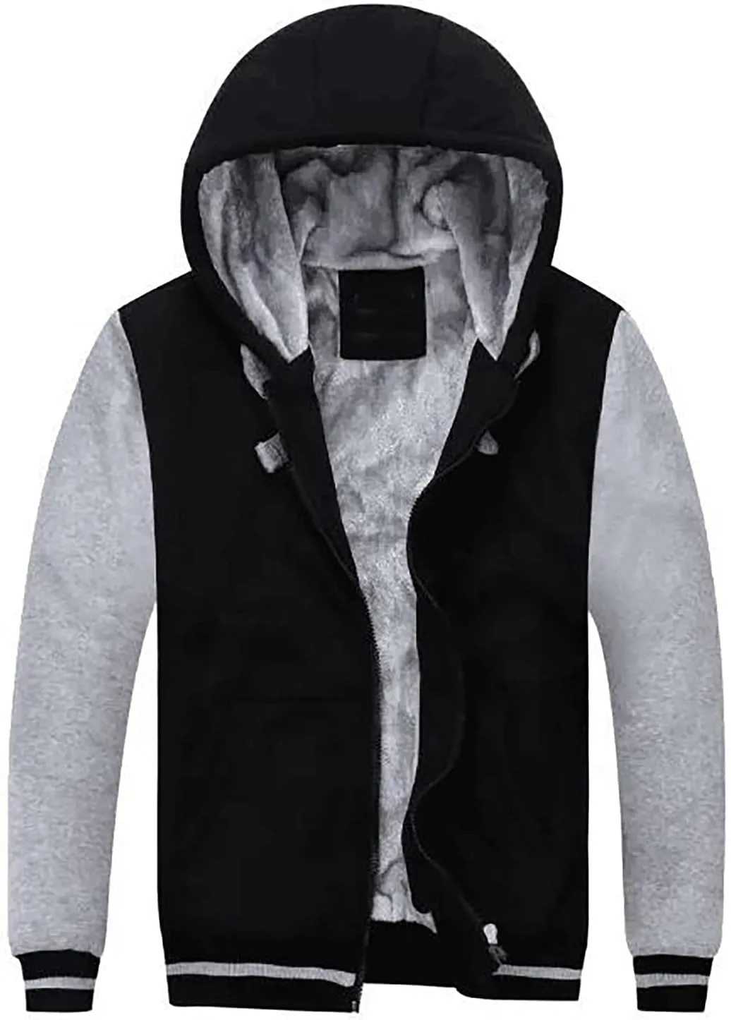 DuDubaby Hoodies for Men Big and Tall Long Sleeve Hoodie Men Winter Warm Fleece Hooded Zipper Sweater Jacket Outwear Coat
