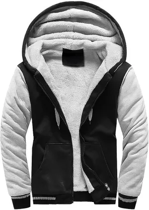 DuDubaby Hoodies for Men Big and Tall Long Sleeve Hoodie Men Winter Warm Fleece Hooded Zipper Sweater Jacket Outwear Coat