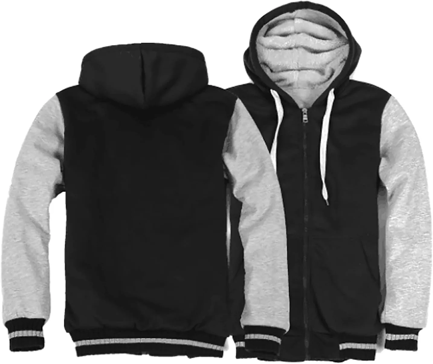 DuDubaby Hoodies for Men Big and Tall Long Sleeve Hoodie Men Winter Warm Fleece Hooded Zipper Sweater Jacket Outwear Coat