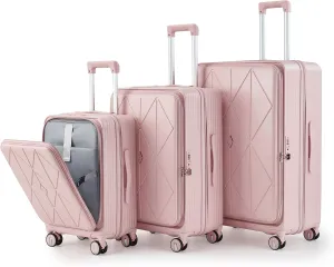 Easy Travel Organization with 3-Piece Luggage Set, Lightweight Expandable Suitcases with Spinner Wheels, Pink