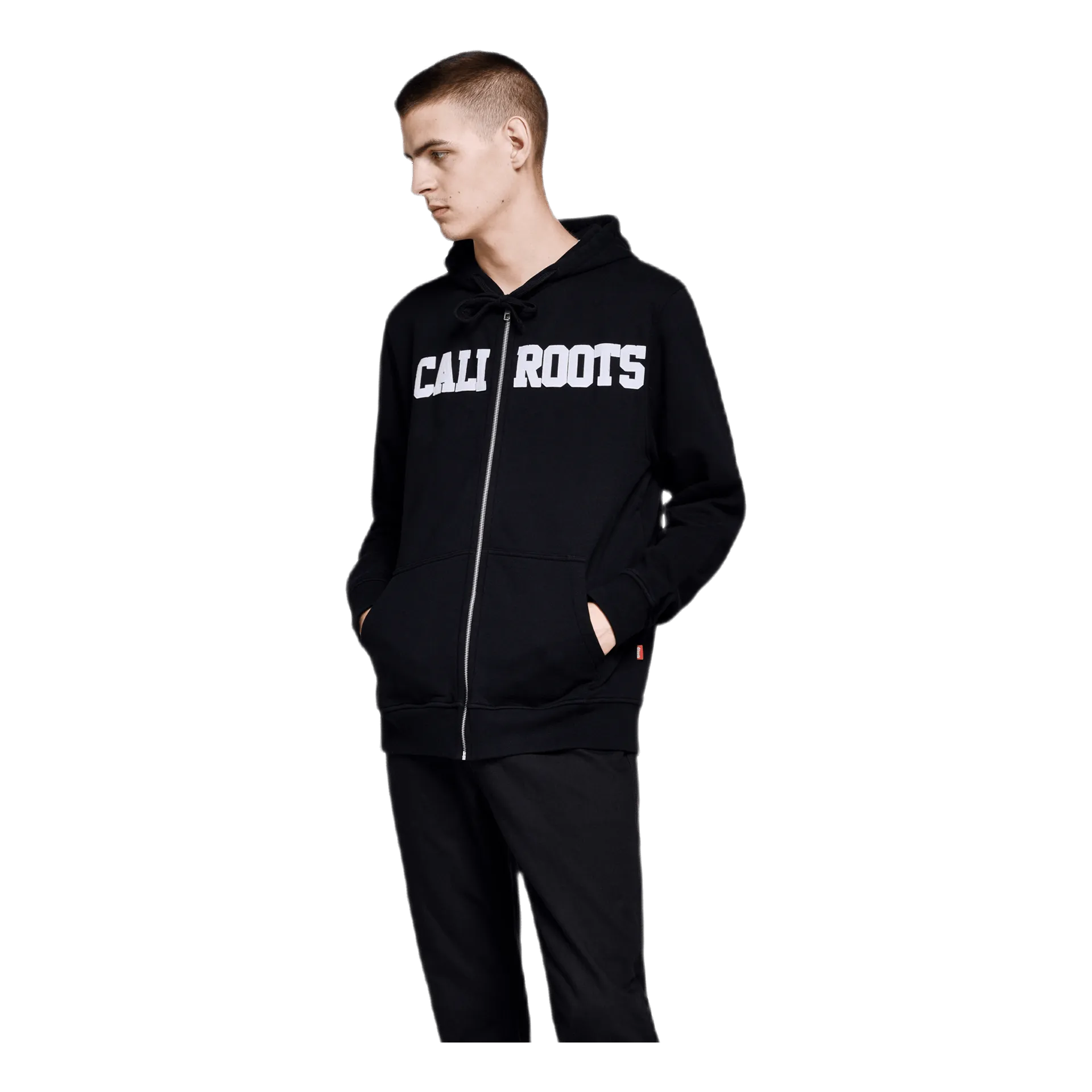 Felt Logo Zip Hoodie Black