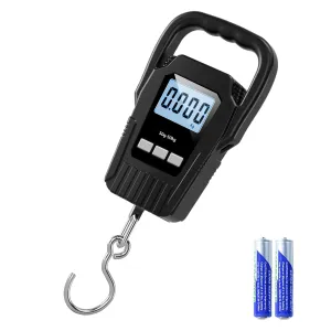 Fish Scale110lb/50kg Luggage Scale,Upgrade Large Handle & Backlit LCD Display, Suitcase Scale with Comfortable Handle & Large Hook & 2 AAA Batteries